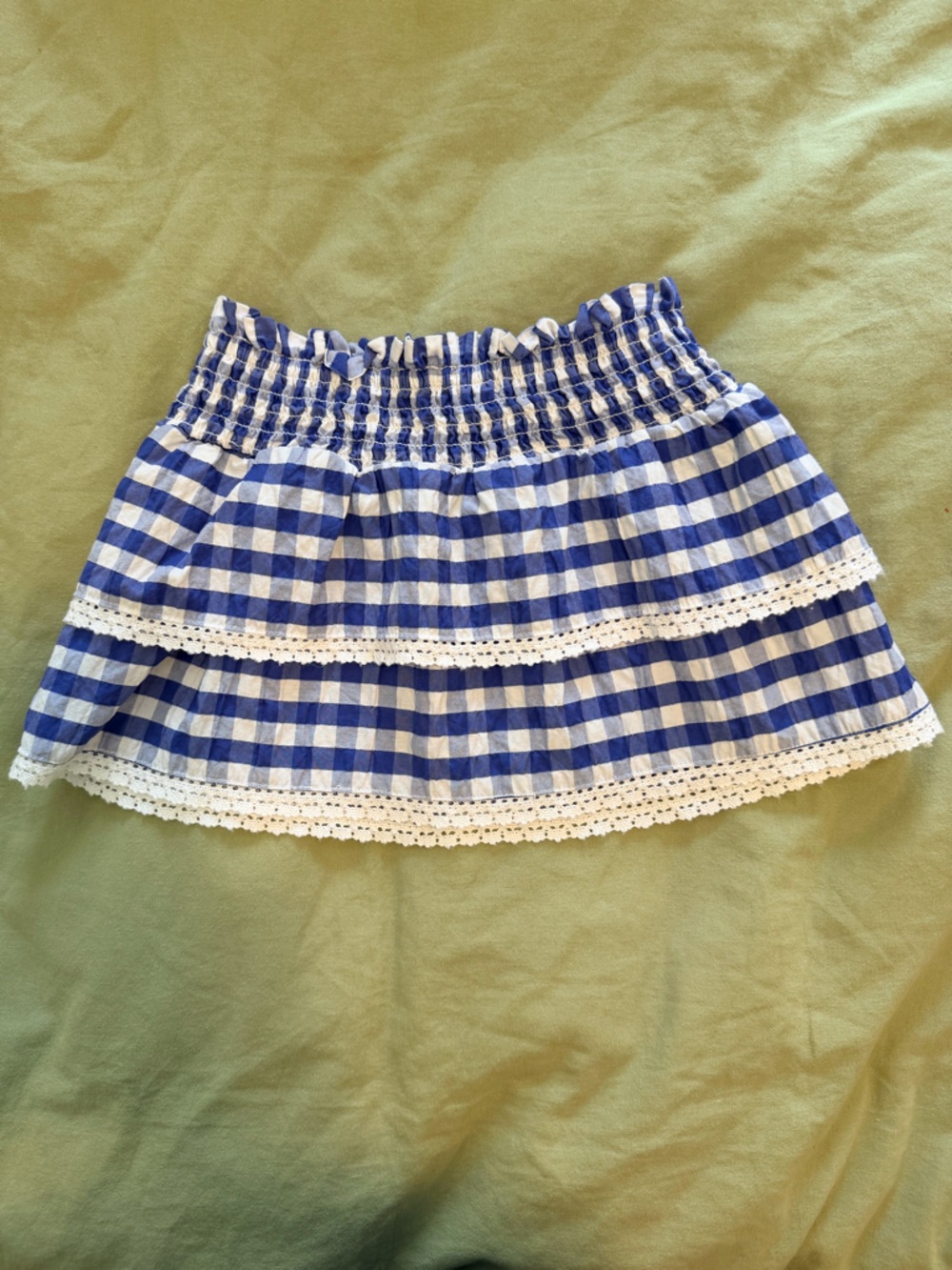 Cat & Jack Blue and White Gingham Tiered Skirt